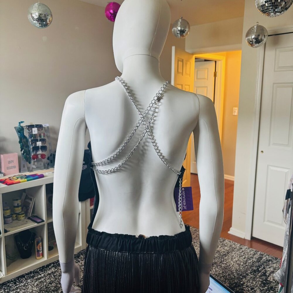 OOAK Rage Against The Machine Chain Back Halter Top - Picture 2 of 2
